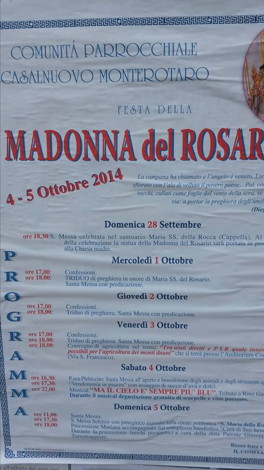 Casalnuovo Monterotaro, Madonna del Rosario 2014