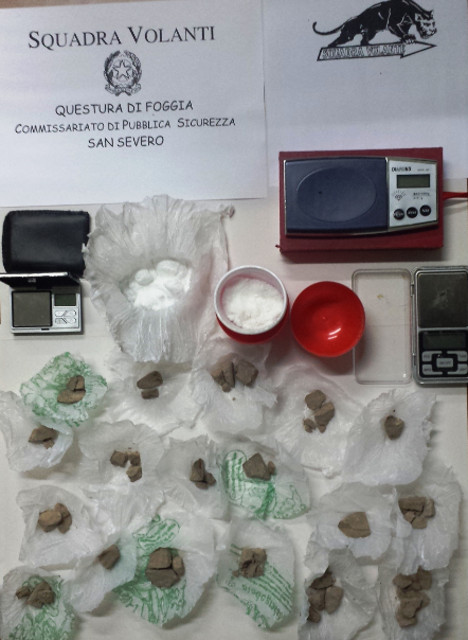 San Severo, sequestrati 280 grammi di sostanza stupefacente