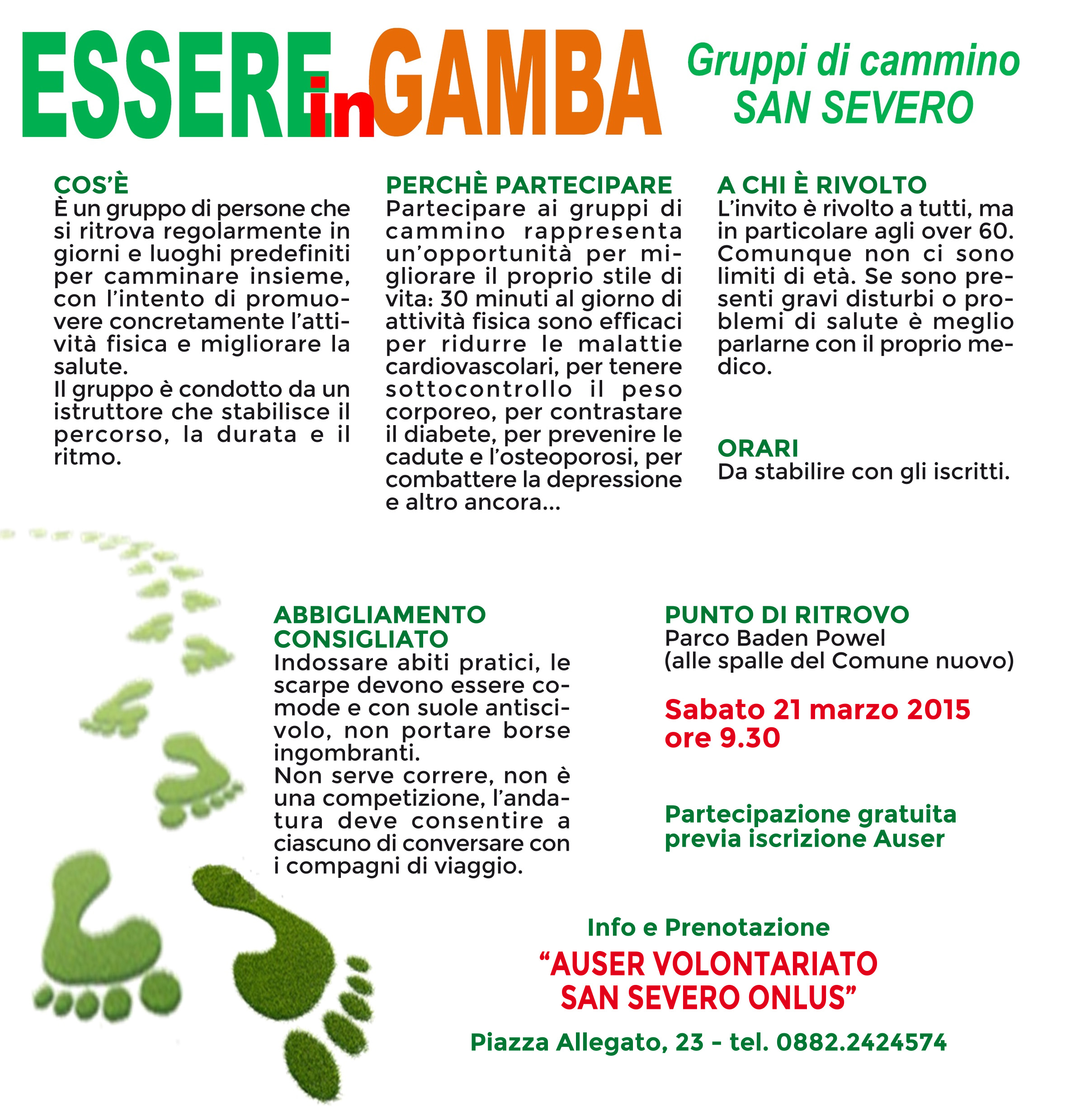 San Severo, sabato 21 marzo la grande camminata