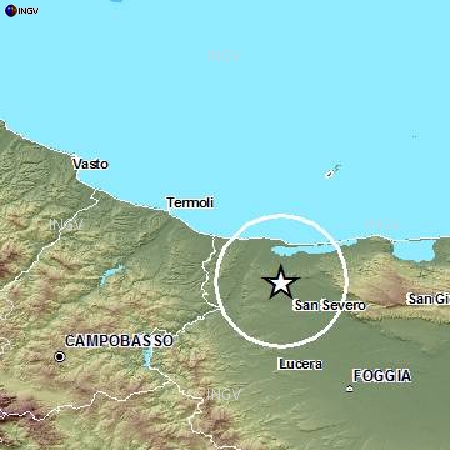 Promontorio del Gargano, altra scossa alle ore 11:11 di oggi, Magnitudo 3.1