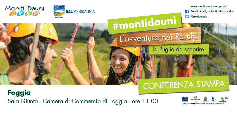 PRESENTAZIONE EVENTO “MONTI DAUNI, L’AVVENTURA NEI PARCHI”  Lunedì 15 giugno, ore 11 – Camera di Commercio di Foggia