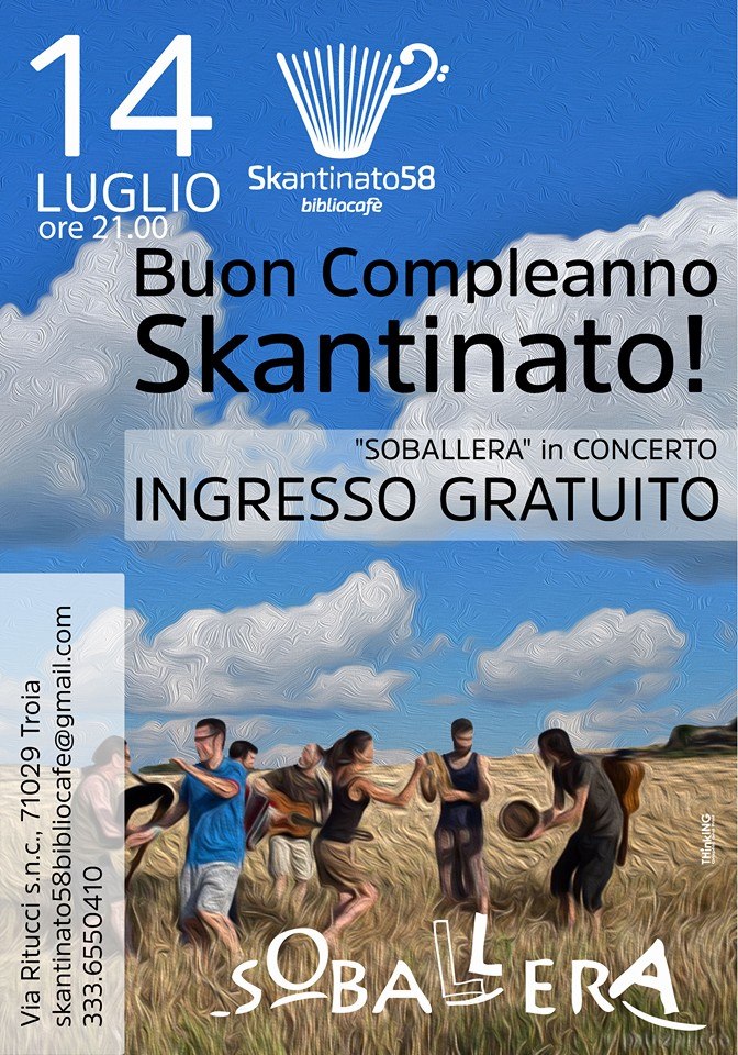 Troia, Un anno di Skantinato 58: domani si festeggia in compagnia dei “Soballera”