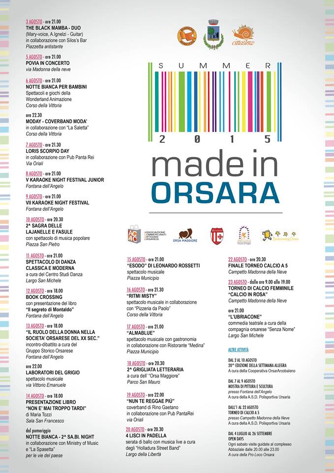 Made in Orsara, tutte le date dell’agosto orsarese