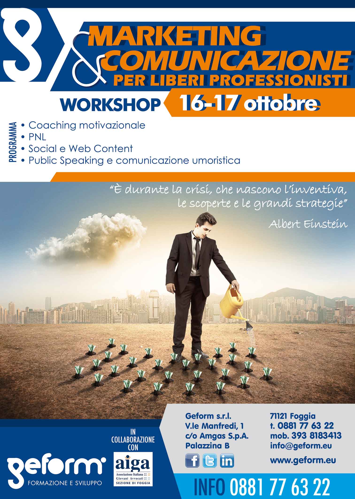 Marketing e comunicazione: a Foggia un corso per i liberi professionisti – 16 e 17 Ottobre