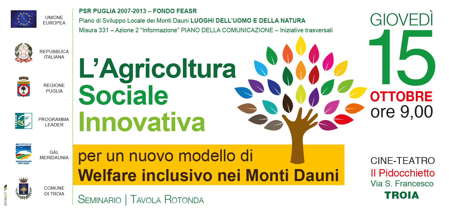L’Agricoltura Sociale Innovativa per un nuovo modello di Welfare inclusivo nei Monti Dauni – 15 Ottobre