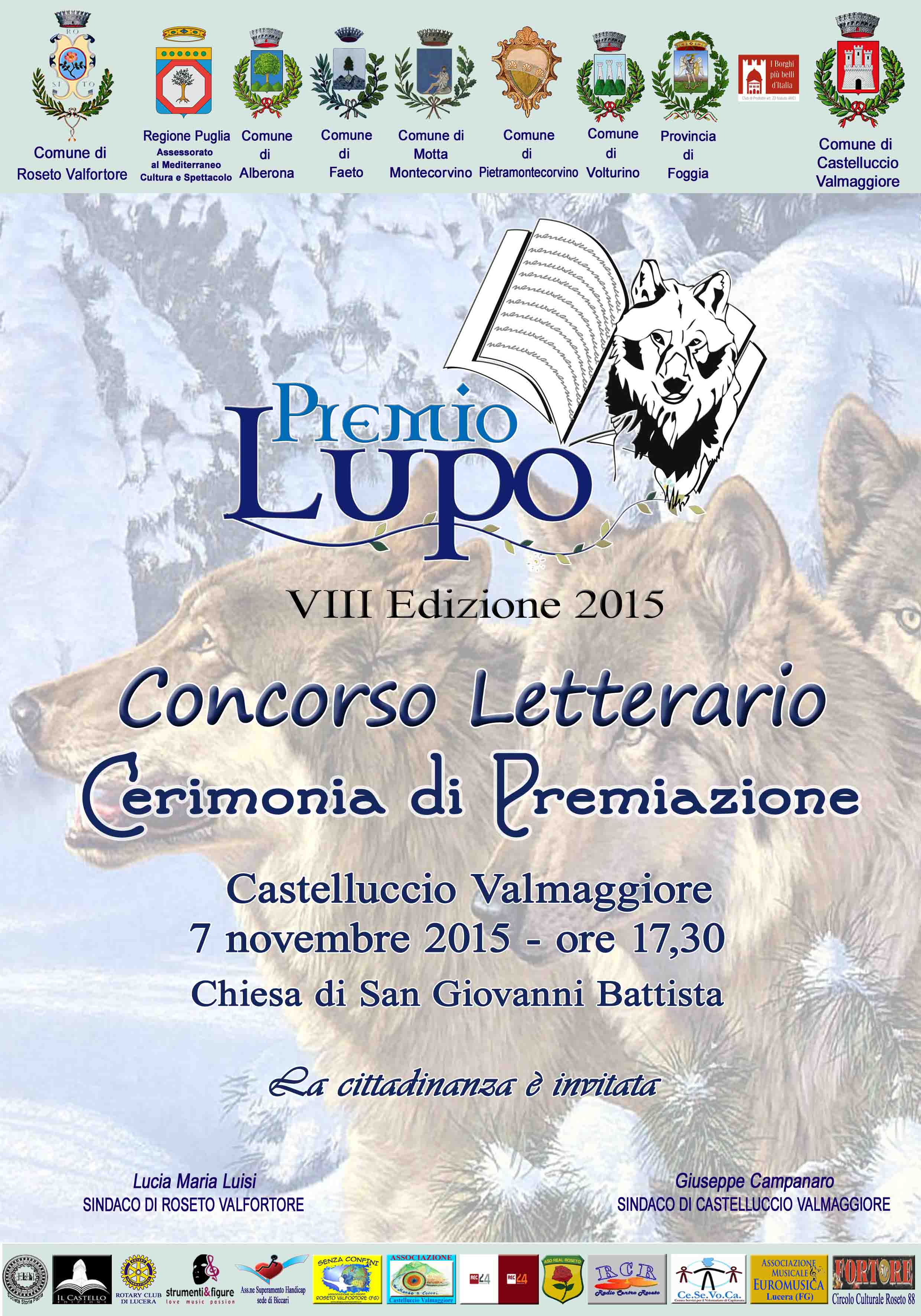 Premio Lupo, ecco i vincitori della sezione letteratura – Sabato 7 Novembre