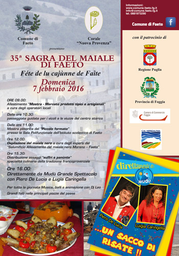 35^ Féte de lu Cajùnne de Faìte – Sagra del maiale di Faeto Domenica 07 febbraio