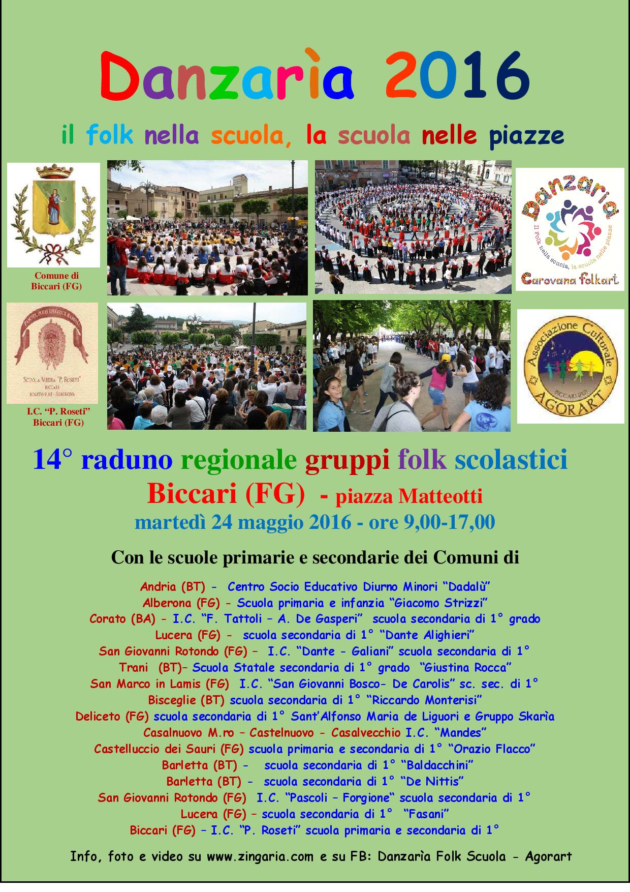 Biccari: Raduno regionale gruppi folk scolastici DANZARìA – 24 Maggio