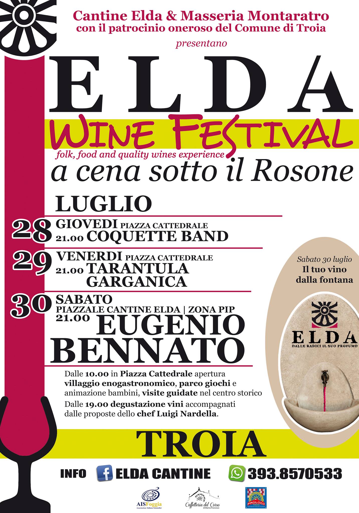 ELDA WINE FESTIVAL: “A TROIA SI CENA SOTTO IL ROSONE” – 28, 29 e 30 Luglio