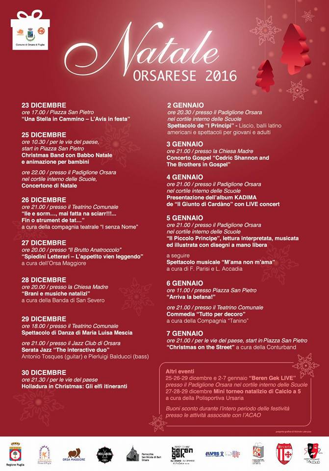 Il Natale a Orsara: 19 date, 23 eventi e la via dello shopping