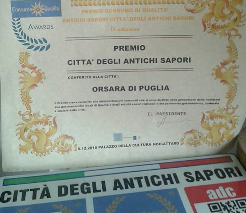 Quality Awards, Orsara premiata con Bologna e Matera
