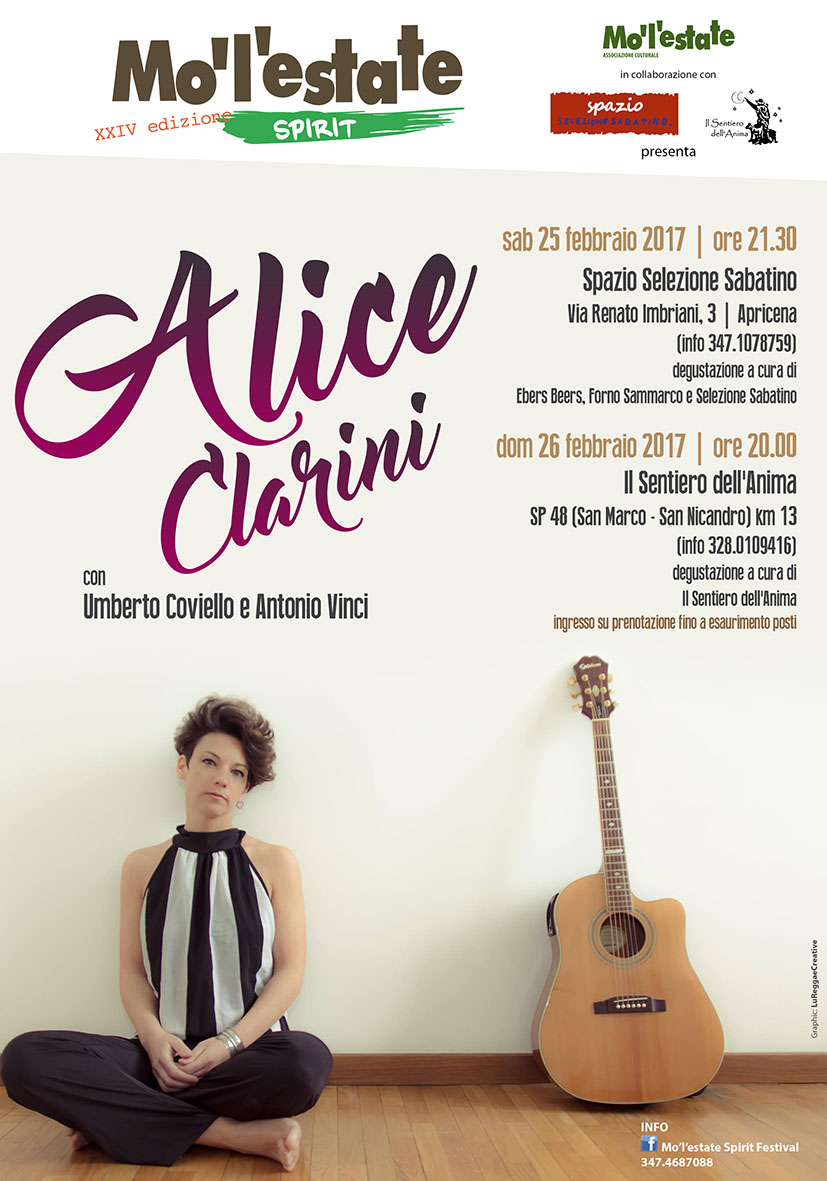 Apricena: LA CANTAUTRICE ALICE CLARINI IN CAPITANATA – 25 Febbraio