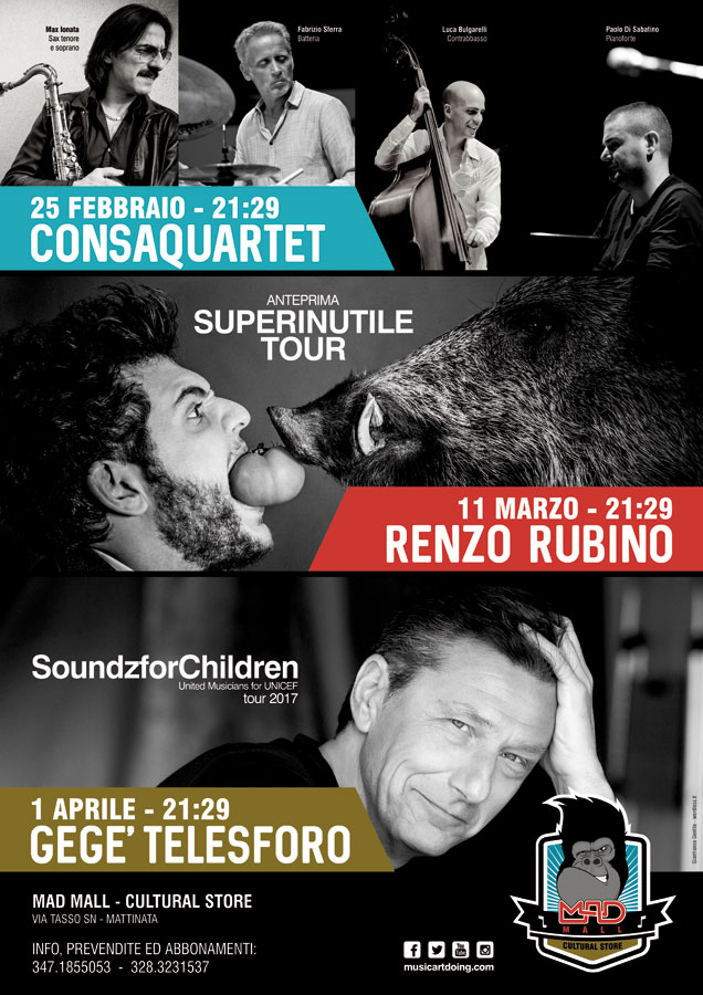 Mattinata: ConsAquartet in concerto al MAD Mall – Sabato 25 Febbraio