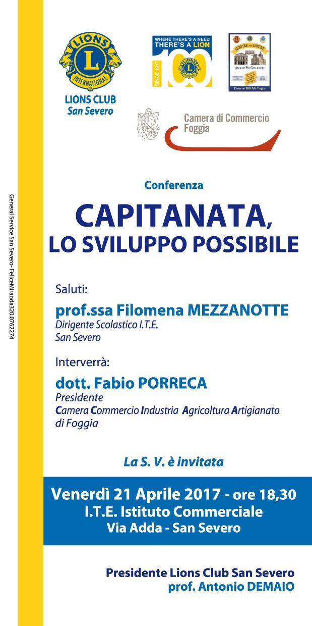 “Capitanata, lo sviluppo possibile” – Venerdì 21 Aprile ore 18:30