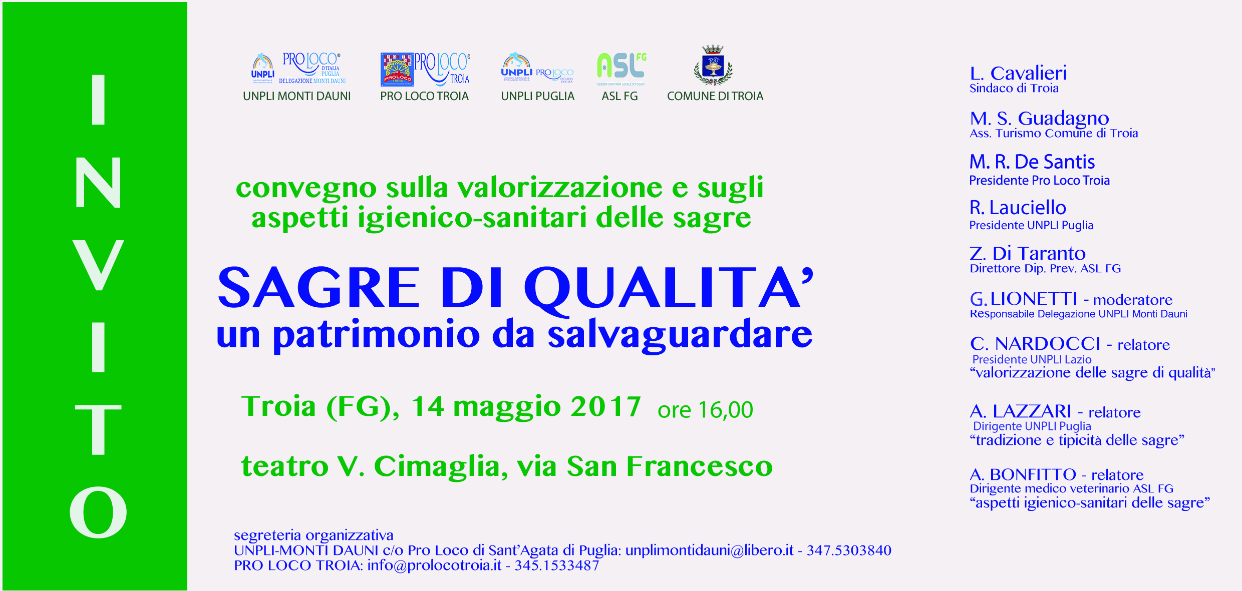 Troia, Convegno “Sagre di qualità- un patrimonio da salvaguardare” – 14 Maggio