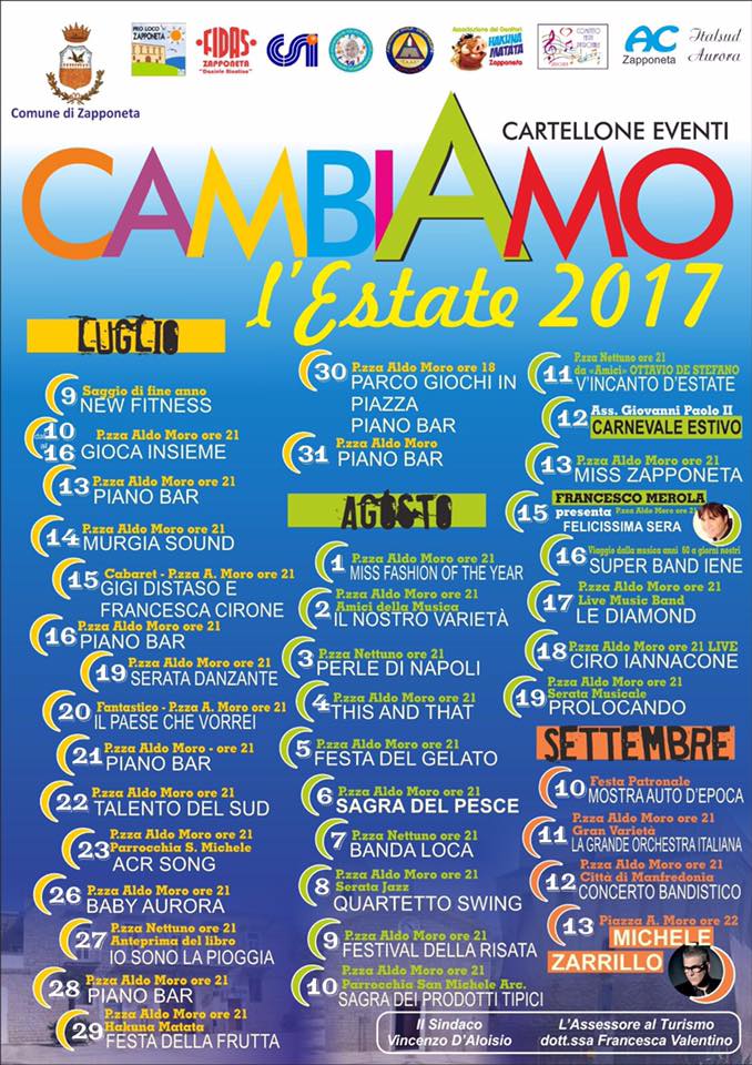 Zapponeta presenta il suo cartellone estivo 2017: “CambiAMO l’ESTATE”