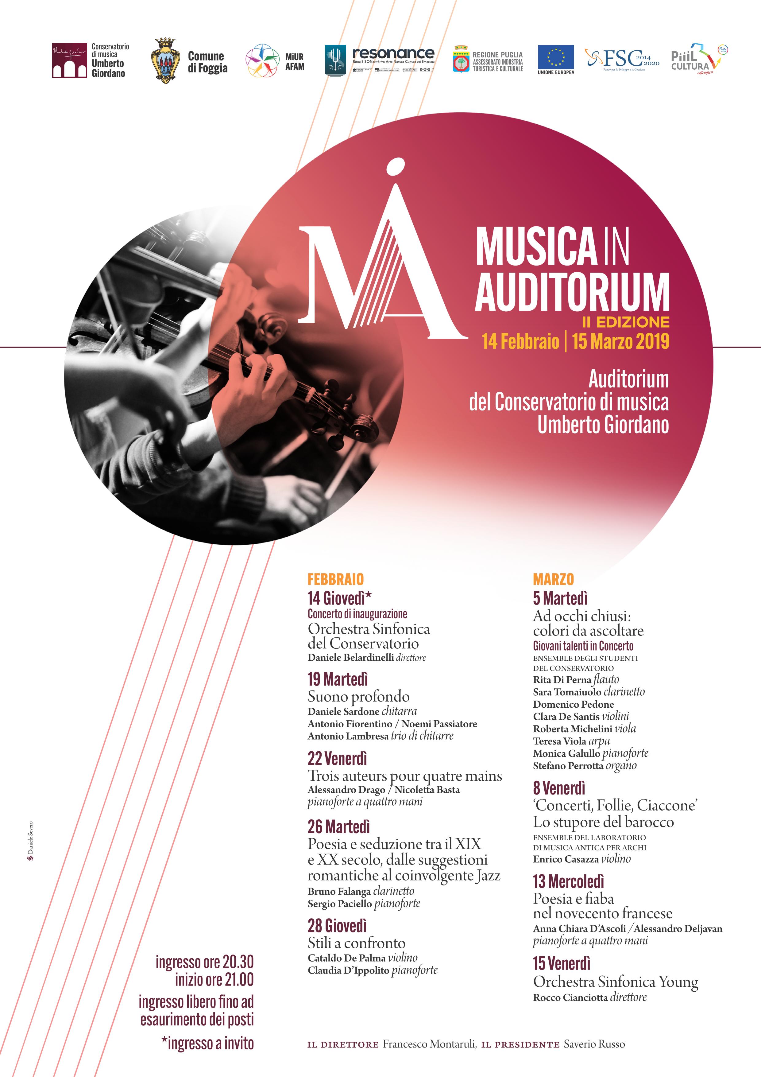 CONSERVATORIO GIORDANO: AL VIA MUSICA IN AUDITORIUM