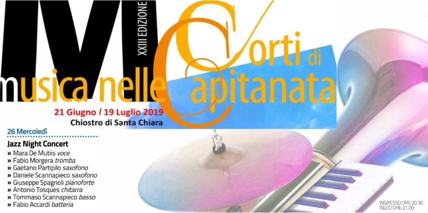 MERCOLEDÌ IN CONCERTO AL CHIOSTRO DI SANTA CHIARA I DOCENTI DEL DIPARTIMENTO JAZZ DEL CONSERVATORIO